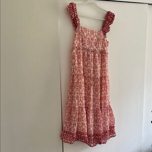 Elegant Red Patterned Midi Dress